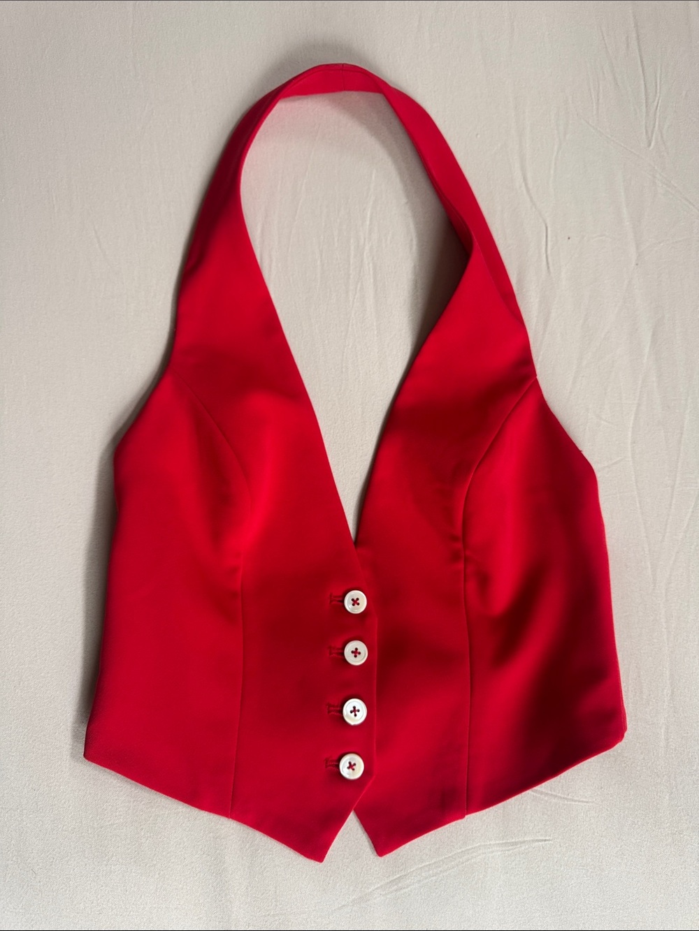 NWOT Zinnia Red Halter Button-Front Women's Vest